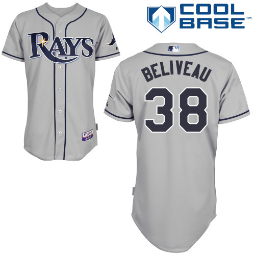 Jeff Beliveau #38 Youth Baseball Jersey-Tampa Bay Rays Authentic Road Gray Cool Base MLB Jersey